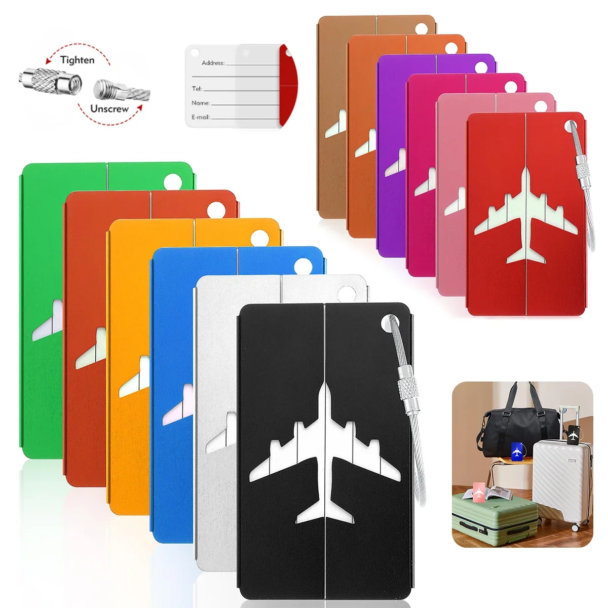 Travel Accessories India - Étiquette de bagage en alliage d'aluminium,